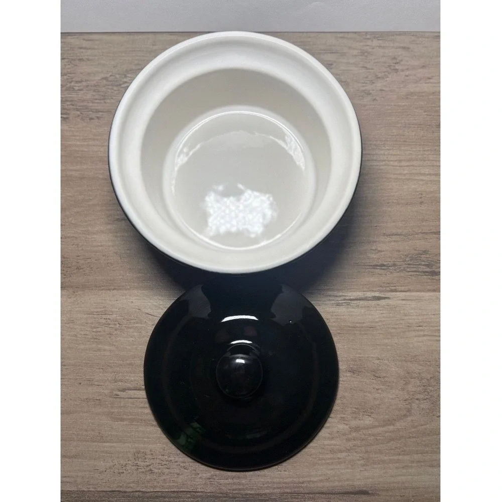 Vintage Chefsware #110 Au Gratin Baking Dish Black White Lid USA